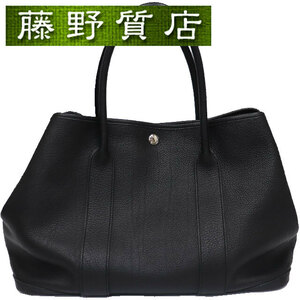 エルメス HERMES ガーデンパーティ PM 36C トゴ 黒 ブラック シルバー金具 □K刻印 2007年 8020