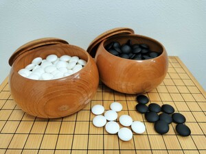 【美品】日向特製本蛤碁石 34号 欅超特大碁笥付/ (検索)骨董/スワブデ/囲碁/碁笥/碁石/日向特産/雪印/月印