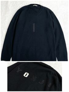 17AW Yohji Yamamoto pour homme ワッペン 背面ロゴ ウールモヘア オーバーサイズ ニット 黒 ブラック ヨウジヤマモトプールオム L相当 3