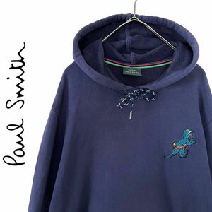 【送料無料】Paul Smith ポールスミス　DINO 恐竜　ティラノサウルス　パーカー　プルオーバー　メンズ　M ディノ　フード　ネイビー　紺色