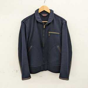 美品 TENDERLOIN テンダーロイン T-WOOL WORK JKT ウール ワークジャケット レザー 切替 ホースハイド 馬革 ネイビー