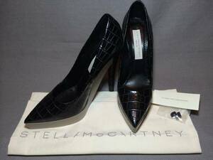 新品 ステラ マッカートニー クロコ バイカラー パンプス 38.5 靴 黒 ブラック Stella McCartney