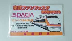 ○東武鉄道・NRE○東武ファンフェスタ 南栗橋車両工場来場記念スペーシアきぬがわ号○記念サボ愛称板プレート