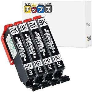 【インクのチップス】 IC80 とうもろこし互換 ICBK80L ブラック 4本セット 増量版 エプソン用 互換インク ＜残量検知