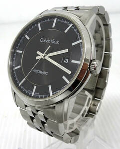 Calvin Klein カルバンクライン K5S 341 デイト 裏スケ ブラック文字盤 自動巻き 腕時計 シルバー