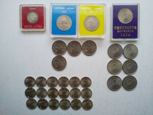 記念硬貨　100円　東京五輪　札幌五輪　御在位50年　沖縄海洋博　4種類　計32枚　ケース付　記念コイン　昭和　送料無料