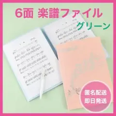 グリーン　6面　楽譜ファイル  A4サイズ　ピアノ　音楽　吹奏楽　部活　教室