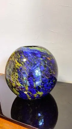昭和レトロ    カメイガラス  花瓶   ２０センチ球形  口径６センチ