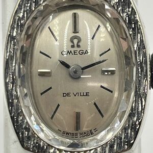 E153-ST10-179 ◎ OMEGA オメガ DE VILLE デビル レディース腕時計 手巻き オバール シルバー文字盤 アナログ フェイス約12mm 稼働 ①