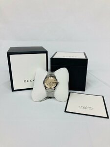 【美品】◎GUCCI グッチ Gタイムレス 腕時計 126.4 シルバー ブラウン文字盤 クォーツ デイト メンズウォッチ 【YA1264107】稼働品 ◎