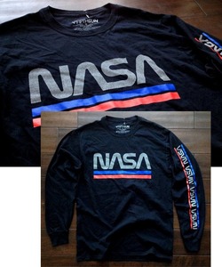 【既決USA】アメリカ航空宇宙局 ★ NASA@完売胸元&袖【NASA】ロゴ入長袖Tシャツ【NASA Men