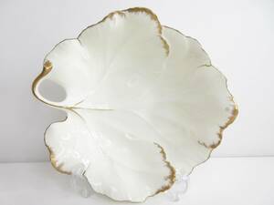 極美品◆NARUMI Gift gallery ナルミギフトギャラリー ボーンチャイナ 中皿 食器 葉柄 白 サラダ皿 フルーツ皿 管理2002 L-8
