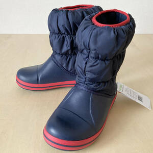 【1点限り】19.5cm ネイビー クロックス ウィンター パフ ブーツ crocs winter puff boot kids navy/red 19.5cm/J1 14613-485 キッズ