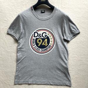 良品 DOLCE&GABBANA D&G ドルチェ&ガッバーナ ドルガバ 半袖 Tシャツ カットソー ロゴプリント 46【M】グレー