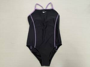 【 女子 NIKE ロゴ入り水着 ワンピース水着 150サイズ ■ ブラック 】