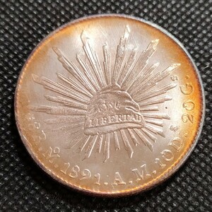 8412　メキシコ古銭　1891.A.M.10D　アンティークコイン