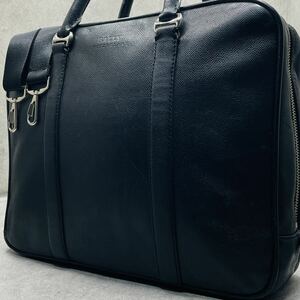 美品/A4可●BALLY バリー メンズ ビジネス ブリーフケース トートバッグ ハンド ショルダー 2way ブラック レザー 本革 肩掛け 型押し 斜掛