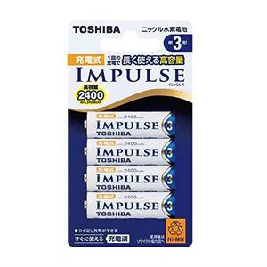 単3形4本 TOSHIBA ニッケル水素電池 充電式IMPULSE 高容量タイプ 単3形充電池(min.2,400mAh) 4本 TNH-3A 4P