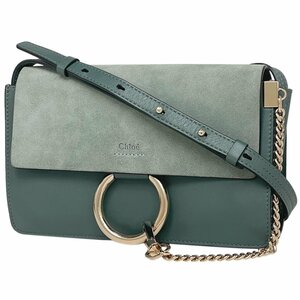 クロエ Chloe フェイ ショルダーバッグ レザー ブルーグリーン レディース 【中古】