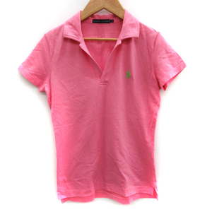 ラルフローレン RALPH LAUREN ポロシャツ 半袖 オープンカラー ロゴ刺繍 M ピンク /SM26 レディース