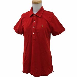 S204 大きいサイズ RALPH LAUREN ラルフローレン ポロシャツ Tシャツ トップス 半袖ポロ 綿 レディース 7f レッド 赤