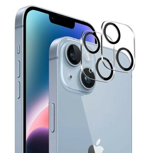 【2枚セット】iPhone14 / iPhone14 plus カメラフィルム レンズ 強化ガラス 極薄 アイフォン14 黒縁取り露出オーバー防止 高透過率 耐衝撃