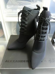 ALEXANDER WANG x H&M ボンディング レースアップ ヒール ブーツ 37 ブラック #0237680-001 エイチアンドエム アレキサンダーワン
