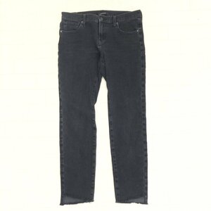 23区 denim ニジュウサンク USED加工 ストレッチ デニム フリンジパンツ 40(L) w78 黒 ブラック ジーンズ 国内正規品 レディー女性用