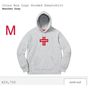 新品 M Cross Box Logo Hooded Sweatshirt Supreme ボックスロゴ シュプリームパーカー ボックスロゴ Supreme Hooded GREY
