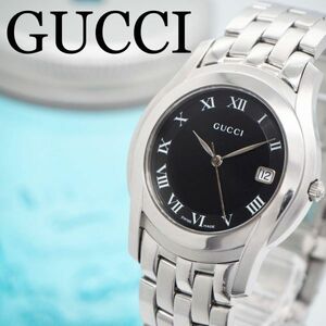 55 GUCCI グッチ時計　メンズ腕時計　ブラック　カレンダー　シンプル　人気