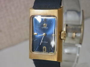 151228H08-0119H-A3■OMEGA■オメガ DeVille／デビル 手巻き 腕時計 ゴールドカラー×ブルー系 アンティーク ジャンク品