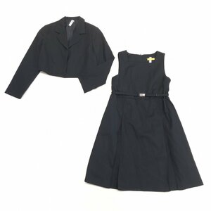 ●BeBe べべ ウール ストレッチ ワンピース アンサンブル スーツ 130 黒 ブラック ジャケット フォーマル キッズ 女の子 発表会 婚礼