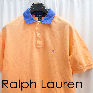 MADE IN USA ポロ POLO ラルフローレン Ralph Lauren 鹿の子生地！コントラストカラー半袖ポロシャツ コットンシャツ カジュアル Ｓ 090103