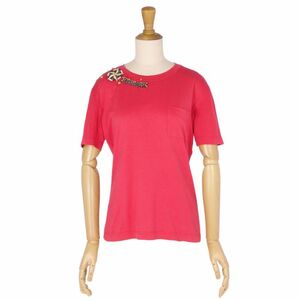 美品 ルイヴィトン LOUIS VUITTON Tシャツ カットソー ショートスリーブ 半袖 スタッズ パッチ 胸ポケット S レッド cg12dn-rm05c14234