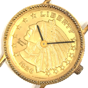 1円 ロベンタへネックス 腕時計 フェイス 2609-037 コインモチーフ 2針 ゴールドカラー金具 クォーツ レディース