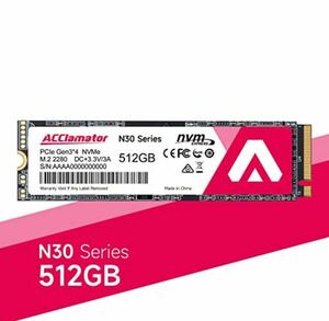 SSD 512GB 内蔵 M.2 2280 PCIe3.0×4 NVMe1.3 最大3300MB/秒 3D TLC NAND採用 Acclamator