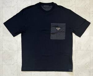 【美品】PRADA プラダ【UJN661 S202 1WQ5】Re-Nylon x ジャージー Tシャツ Lサイズ ブラック