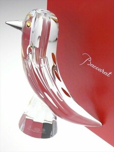 N529 Baccarat バカラ クリスタル ファウナクリストポリス ハイメ・アジョン 金彩 バード 鳥型 ベース 花瓶 飾壷 飾物