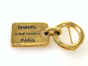 シャネル　CHANEL　CANBON　プレート　ブローチ　全長：約5.5cm　ゴールドカラー　YAS-8802