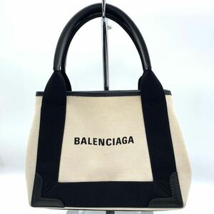 BALENCIAGA バレンシアガ トートバッグ ネイビーカバス XS ライトベージュ コットンキャンバス&ブラック 