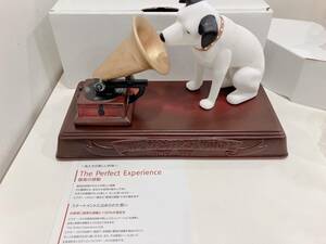 ◆【未使用】ビクター犬ニッパー HIS MASTERS VOICE 陶器置物　蓄音機 陶器製置物　3点セット 昭和レトロ 非売品