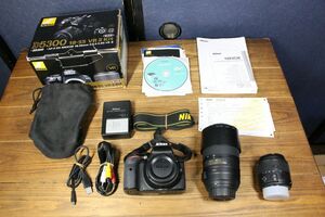 良品■到着後即使える■Nikon D5300 ダブルズーム ショット数わずか351回■バッテリー・チャージャー・16GB SDカード・箱付き■RR103