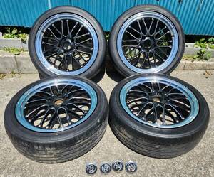 ブラックポリッシュ　215/45R18　メッシュデザイン　中古4本セット　セレナ、ノア、プレマシー、ストリームなどに！手渡し可