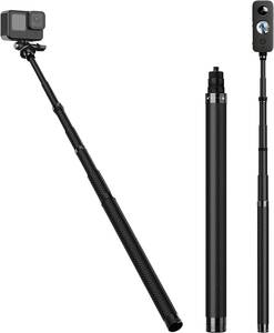 TELESIN Insta360 GoPro 用 自撮り棒（1.16M） 長い自撮り棒 炭素繊維 軽量 防水 4段伸縮式 Go P