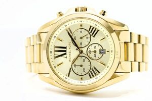 452　MICHAEL KORS CHRONOGRAPH QZ　　MK-5605　　マイケルコース クロノグラフ ゴールドカラー クォーツ メンズ 腕時計 純正ブレス 箱 説