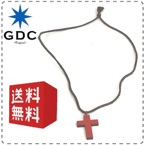 GDC ジーディーシー クロスウッドネックレス レッド 赤 十字架 ペンダント レザー 革ひも アクセサリー メンズ レディース 送料無料
