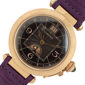 カルティエ Cartier パシャXL ナイト＆デイ ブラウン ギョーシェ W3030001 ブラウン K18PG 腕時計 メンズ 中古
