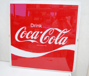 希少 コカコーラ アクリルボード 横73.5×縦73×厚さ2cm 正方形 看板 片面 CocaCola 店舗販促品 札幌発 