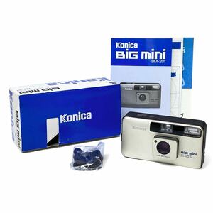 R♪ Konica Big mini BM-201 コニカ ビッグミニ フィルムカメラ コンパクト 35mm F3.5 レトロ 通電確認済 元箱/取説付き