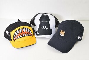 1265-24C0114★ニューエラ・キャップカンパニー New Era Cap Company他★お買い得♪ キッズキャップ3個 ジョーズ にゃんこ猫 ジャイアンツ